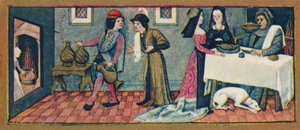 Januar - Abendessen zu Neujahr, 15. Jahrhundert, 1939 von Robinet Testard