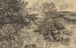 Badende in einem Bach von Rodolphe Bresdin