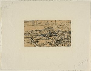 Kathedrale und Dorf an einem See von Rodolphe Bresdin