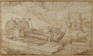 Ein Bagger auf einem Kanal