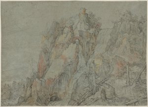 Gebirgslandschaft mit Burgen und Wasserfällen von Roelandt Savery