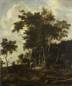 Waldlandschaft mit Holzfällerschuppen