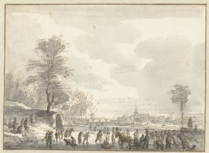 Winterszene mit Schlittschuhläufern