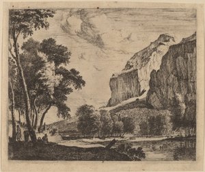 Flusslandschaft mit Felsen rechts: Tafel 3
