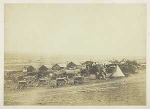 Artilleriewagen, Balaklava in der Ferne von Roger Fenton