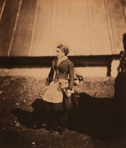 Vivandière, Ganzkörperporträt der französischen Cantinière im Zouave-Regimentskleid, Krimkrieg, Krim, Ukraine