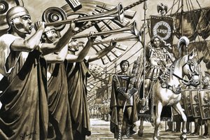 Caligula reitet trockenen Fußes über die Bucht von Neapel