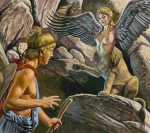 Ödipus begegnet der Sphinx