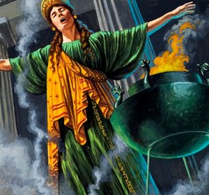 Priesterin tritt in Trance ein