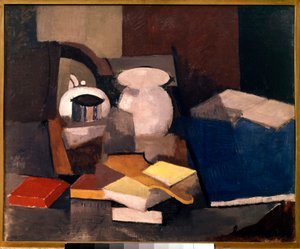 Stillleben mit Büchern und Karten