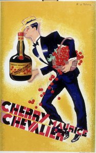 Werbeplakat für die Kirsche Maurice Chevalier - Illustration von Roger de Valerio, ca. 1935
