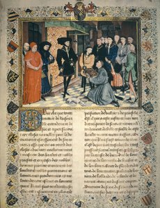 Jean Wauquelin (gestorben 1452) überreicht die Übersetzung der Chroniken von Hennegau an Philipp III. von Burgund