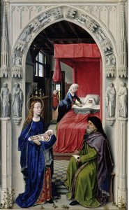 Die Geburt Johannes des Täufers, Der Altar von St. Johannes, linkes Panel, ca. 1455 von Rogier van der Weyden