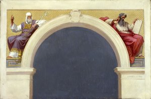 Skizze für die Kirche Saint-François-Xavier: Moses und Aaron, zwischen 1874 und 1876 von Romain Cazes