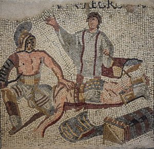Ein Gladiatorenkampf mit dem Schiedsrichter von Roman