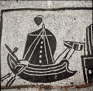 Ein Schiff im Hafen von Ostia (Mosaik) von Roman