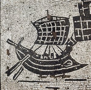 Ein Schiff im Hafen von Ostia (Mosaik) von Roman