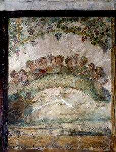 Kunst des antiken Rom: Amoretten und geflügelte Genien. Fresko aus dem 1. Jahrhundert n. Chr.