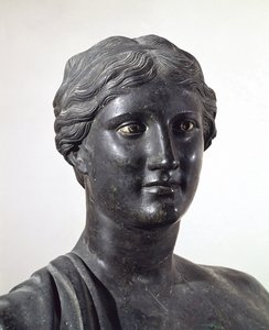 Büste der Sappho, Bronzestatue, aus der Villa der Papyri, Herculaneum, Kampanien, Italien, römische Zivilisation