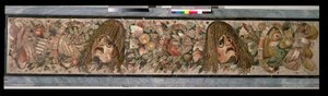 Dekoratives Paneel mit Theatermasken, aus dem Haus des Fauns in Pompeji (Mosaik) von Roman
