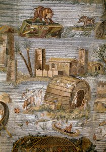 Detail des Nil-Mosaiks von Preneste (Palestrina) aus dem Heiligtum der Göttin Fortuna Primigenia, 80 v. Chr. von Roman