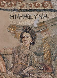 Begräbnissymposium, aus der Nekropole von Antiochia, spätes 4. Jahrhundert n. Chr. (Mosaik) (Detail) von Roman