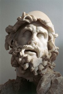 Kopf des Odysseus, römische Kopie nach einer hellenistischen Skulptur der rhodischen Schule, wahrscheinlich aus der Blendung des Polyphem-Statuargruppe, Marmor von Roman