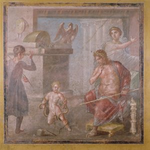 Herkules erwürgt die Schlangen als Kind, Casa dei Vettii, ca. 50-79 n. Chr. von Roman