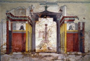 Innenansicht der Fresken des Maskenzimmers von Roman