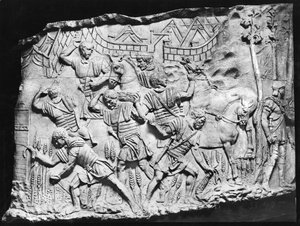 Legionäre beim Gerstenernten, Abguss von Trajanssäule, 110-113 n. Chr. von Roman