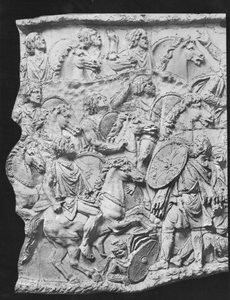 Lusius Quietus befehligt die maurische Kavallerie, Abguss von Trajanssäule, 110-113 n. Chr. von Roman