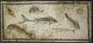 Mosaiktafel mit Fischen, wahrscheinlich 3. Jahrhundert n. Chr. von Roman