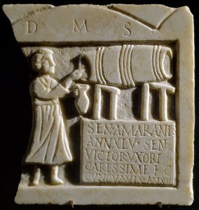 Relief, das eine Tavernen-Szene darstellt