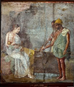 Römische Kunst: „Danae und sein Sohn Perseus werden von Fischern am Strand von Seriphe gefunden“ (Fresko aus Pompeji) von Roman