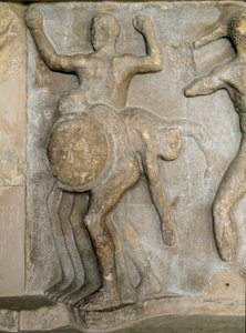 Römische Kunst: Herkules und der dreiköpfige Riese Geryon (ein Episode der zwölf Arbeiten des Herkules) von Roman