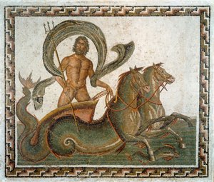 Römische Kunst: Triumph des Neptun. Mosaik des 3. Jahrhunderts n. Chr. Sousse, Archäologisches Museum, Tunesien von Roman
