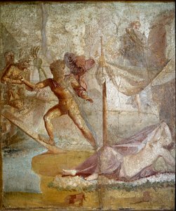 Römische Kunst: „Theseus verlässt Ariadne“ Römisches Fresko aus dem Pompeji-Gelände. 1. Jahrhundert n. Chr. Neapel, Nationales Archäologisches Museum von Roman