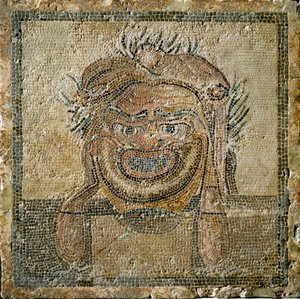 Römische Kunst: Römische Theatermaske. Mosaik aus Ampurias (Empurias). 2. Jahrhundert n. Chr. Spanien, Museo di Ampurias von Roman