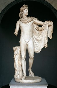 Statue bekannt als Apollo Belvedere, Kopie nach griechischem Bronzeoriginal des 4. Jahrhunderts v. Chr. von Roman