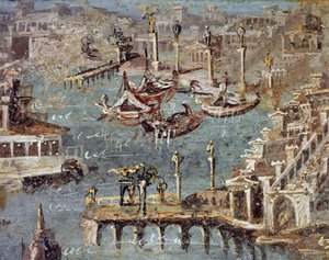 Die Stadt und der Hafen von Pozzuoli (Fresko) von Roman