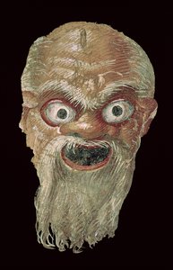 Theatermaske, Ostwand, Oecus 5, 60-50 v. Chr. (Detail)