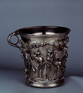 Tresor de Boscoreale: Timbale mit Skeletten. Ende des 1. Jahrhunderts v. Chr. - 1. Jahrhundert n. Chr. Paris, Louvre Museum von Roman