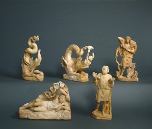 Jona wird verschlungen, Jona wird ausgespuckt, Jona unter dem Kürbis, Jona betet, 280-290 von Roman Imperial Period