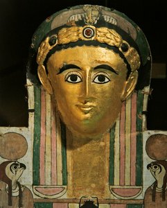 Mumienkartonagekopf von Crates, aus Deir el-Medina, Theben, Mitte des 2. Jahrhunderts von Roman Period Egyptian