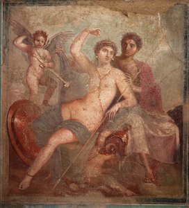 Mars und Venus, 1. Hälfte 1. Jahrhundert n. Chr. von Roman Pompeian wall painting.