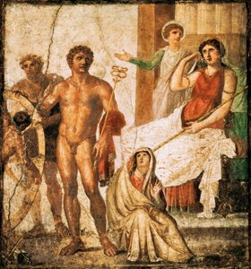 Fresko, das die Folterung von Issone darstellt, aus dem Haus der Vettii, Pompeji, Kampanien von Roman Roman