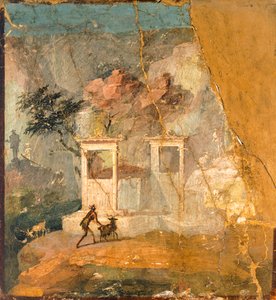 Fresko, das ein verlorenes Schaf darstellt, Pompeji (UNESCO-Welterbeliste) von Roman Roman