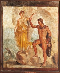 Italien, Kampanien, Pompeji, Perseus befreit Andromeda aus dem Haus der Fünf Skelette, Fresko von Roman Roman
