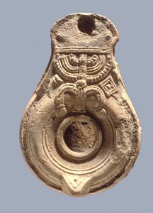 Jüdische Öllampe (Terrakotta) von Roman Roman