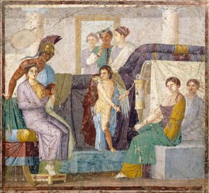 Hochzeit von Venus und Mars, Wandmalerei im Tablinum aus dem Haus von Marco Lucrezio Fronto, Pompeji, Kampanien, Römische Zivilisation von Roman Roman